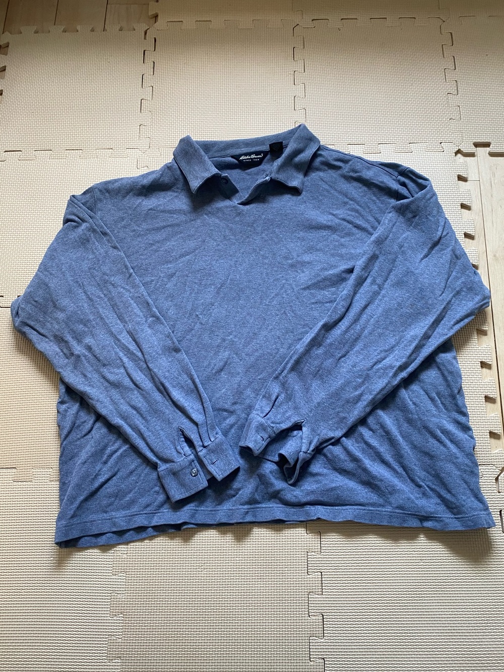 Eddie Bauer Men's Gray Long-Sleeve Polo cotton shirt size XL
